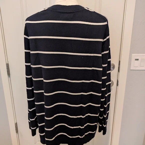 41 HAWTHORN Aubree Striped Crew Neck Sweater Navy and White Plus Size 2X - Picture 6 of 11